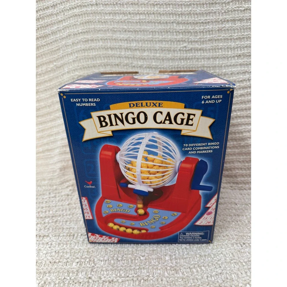 Cardinal Deluxe Bingo Cage Game Set Vintage 2002 Kids Toy Family‎ Night Red Blue